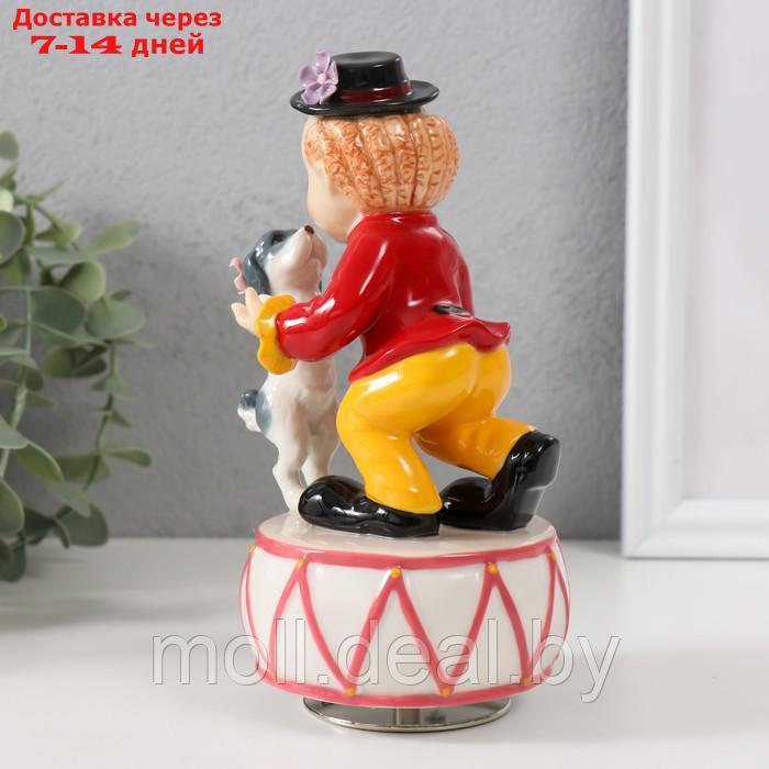 Сувенир керамика музыкальный "Клоун танцует с собачкой на барабане" 8х9,5х16,5 см - фото 4 - id-p227080502