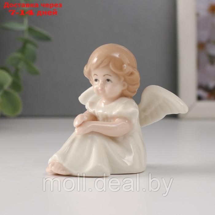 Сувенир керамика "Девочка-ангел в белом платье с рюшами сидит" 7,5х5,5х6,5 см - фото 2 - id-p227081502