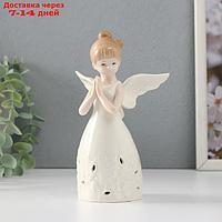 Сувенир керамика свет "Девочка-ангел со сложенными руками" от батареек 9,5х9,5х16,5 см