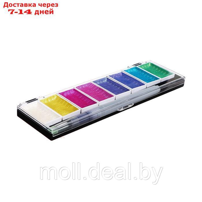 Краски акварельные перламутровые 8 цветов + кисть в пластиковой коробке SS-8 - фото 3 - id-p227079519