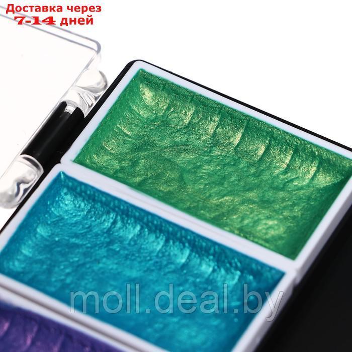 Краски акварельные перламутровые 8 цветов + кисть в пластиковой коробке SS-8 - фото 5 - id-p227079519