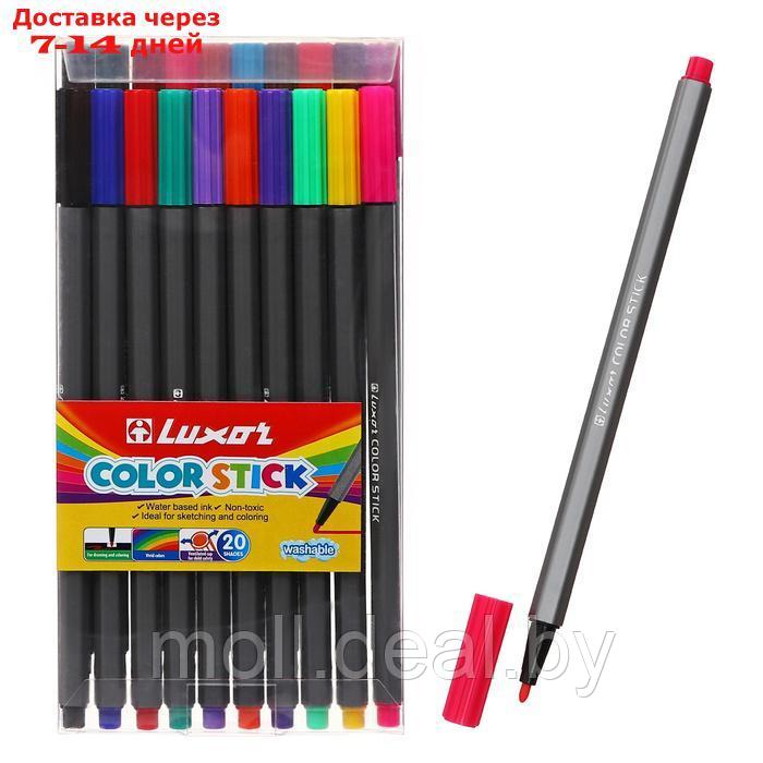 Фломастеры 20 цветов Luxor Color Stick", смываемые, ПВХ, с европодвесом - фото 1 - id-p227088464