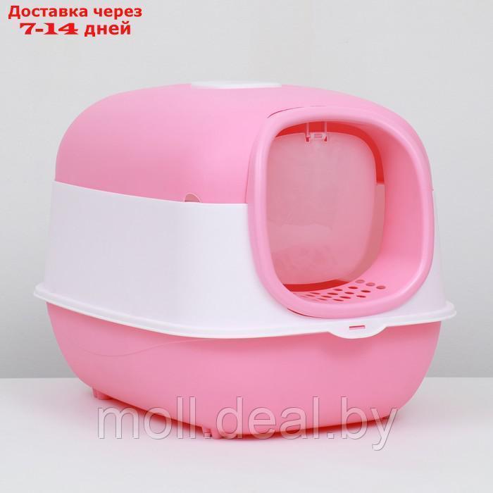 Туалет закрытый с откидным верхом, совком и угольным фильтром 40 х 56 х 39 см, розовый - фото 3 - id-p226888254