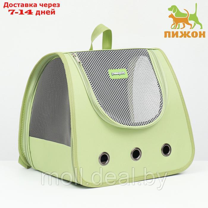 Рюкзак-переноска для животных, 35 х 30 х 26 см, зелёный - фото 1 - id-p226888256