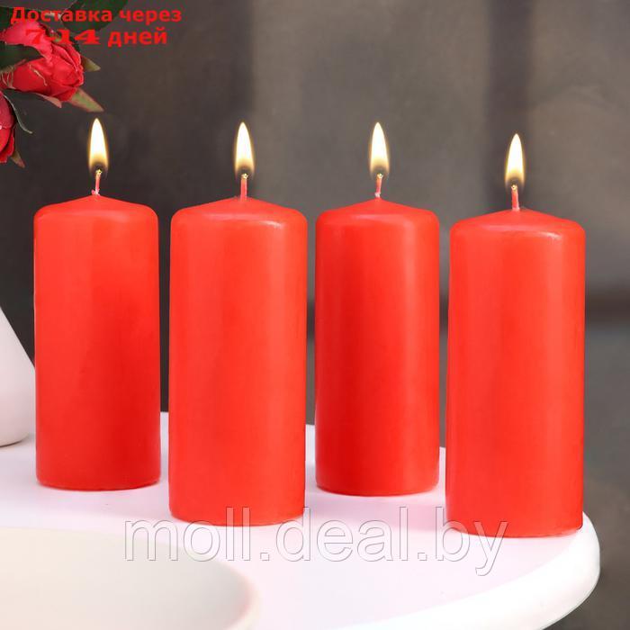 Набор свечей - цилиндров, 5х11,5 см, набор 4 шт, красная - фото 1 - id-p227080521