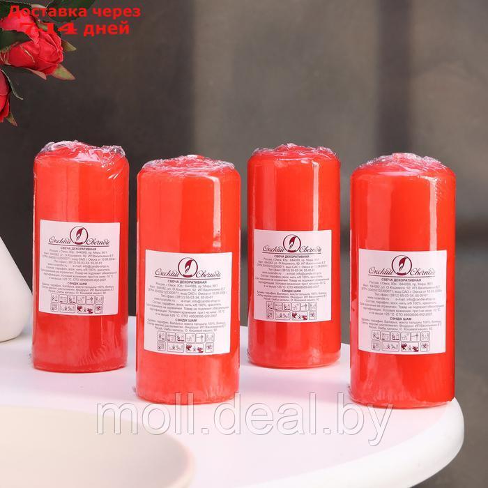 Набор свечей - цилиндров, 5х11,5 см, набор 4 шт, красная - фото 4 - id-p227080521