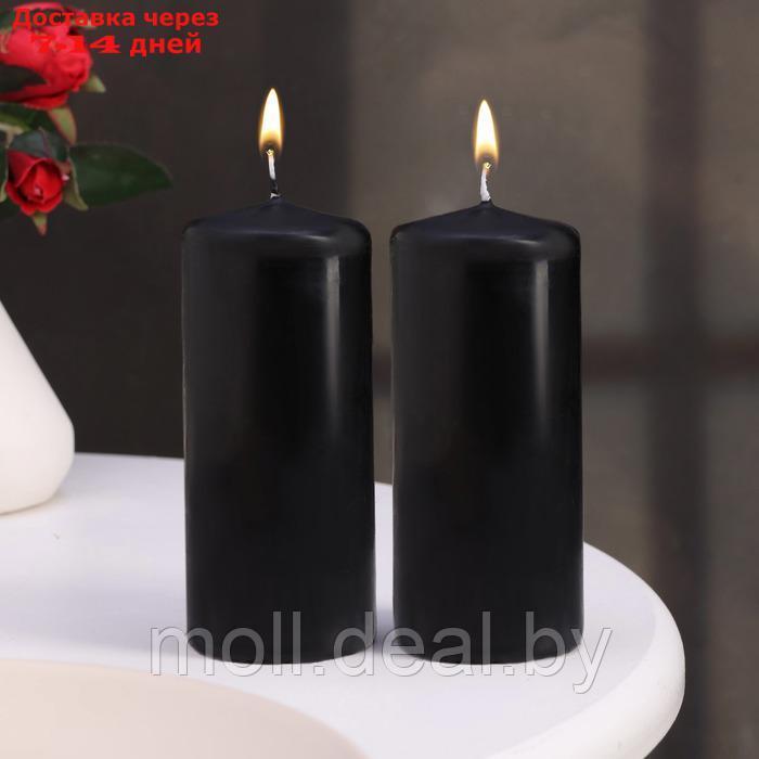 Набор свечей - цилиндров, 5х11,5 см, набор 2 шт, черная - фото 1 - id-p227080522