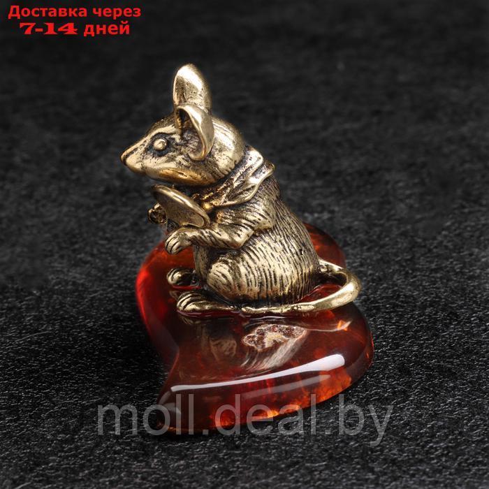 Сувенир "Мышка с ложкой загребушкой", латунь, янтарь - фото 3 - id-p227080527