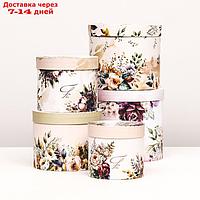 Набор шляпных коробок 5 в 1 "Пёстрые цветы" , 22 х 19,5 , 14 х 13 см
