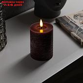 Светодиодная свеча бордовая, 7.5 × 12.5 × 7.5 см, воск, пластик, батарейки АААх2 (не в комплекте), свечение