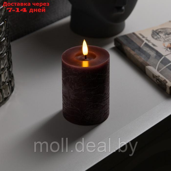 Светодиодная свеча бордовая, 7.5 × 12.5 × 7.5 см, воск, пластик, батарейки АААх2 (не в комплекте), свечение - фото 1 - id-p227081520