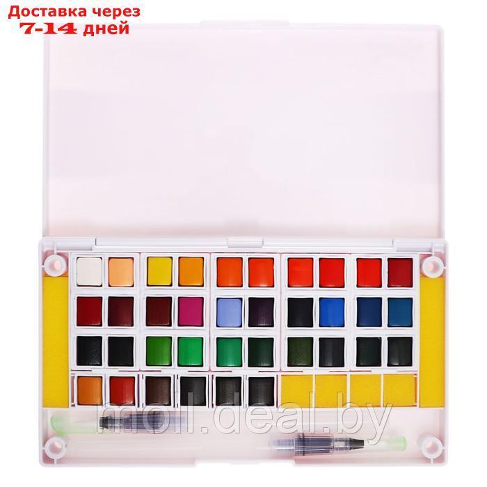 Краски акварельные 36 цветов + 2 штуки кисти в пластиковой коробке GTS-36 - фото 4 - id-p227079545