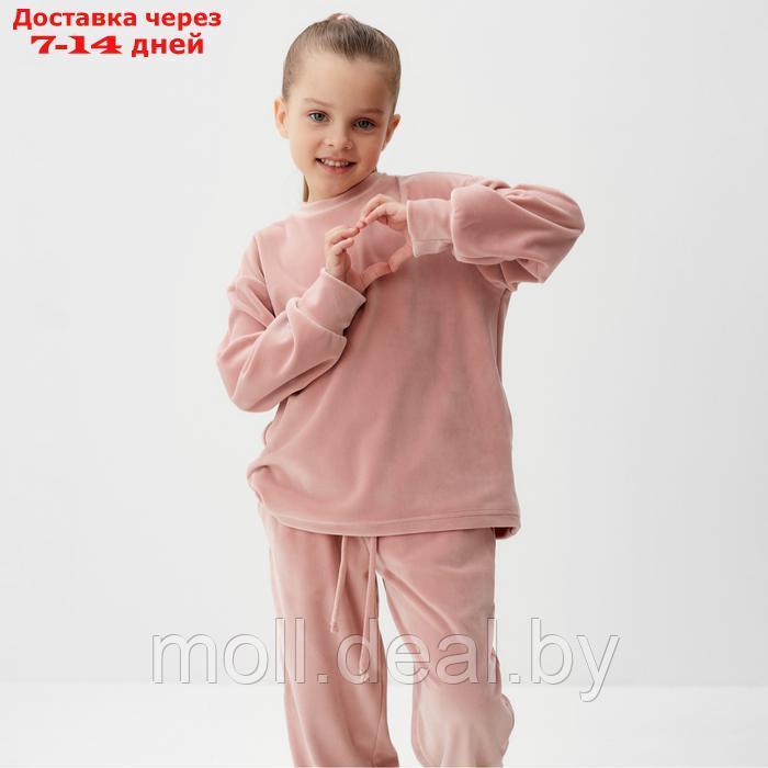 Костюм детский (свитшот, брюки) KAFTAN Plushy р.32 (110-116), розовый - фото 6 - id-p226885372