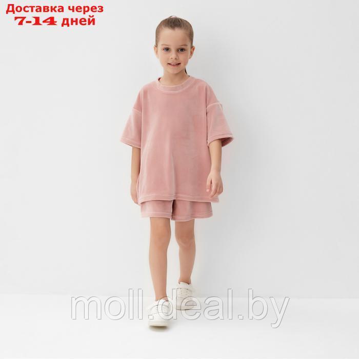 Костюм детский (футболка, шорты) KAFTAN Plushy р.32 (110-116), розовый - фото 3 - id-p226885373
