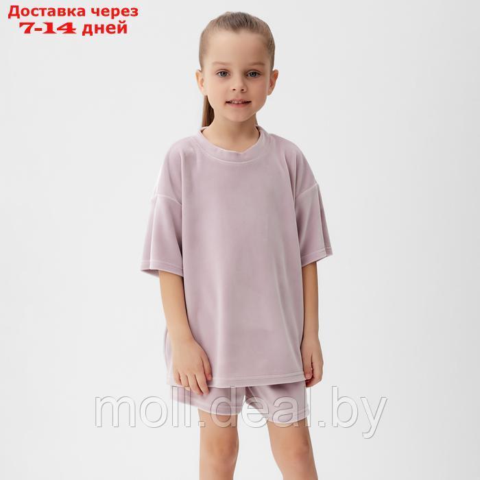 Костюм детский (футболка, шорты) KAFTAN Plushy р.32 (110-116), лиловый - фото 1 - id-p226885374