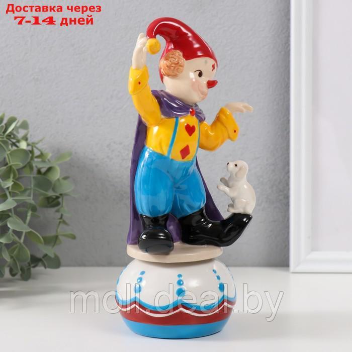 Сувенир керамика музыкальный "Клоун с пёсиком, стоит на шаре" 9х10х20,7 см - фото 2 - id-p227080537