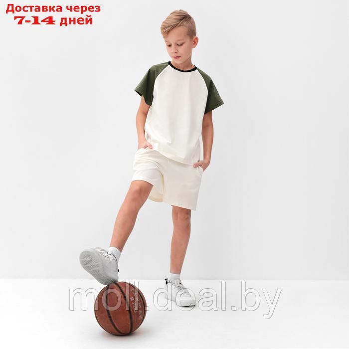 Комплект для мальчика (футболка и шорты) MINAKU, цвет экрю/оливковый, рост 152 см - фото 1 - id-p227090484
