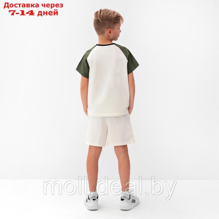 Комплект для мальчика (футболка и шорты) MINAKU, цвет экрю/оливковый, рост 152 см - фото 3 - id-p227090484