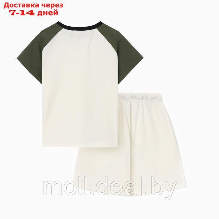 Комплект для мальчика (футболка и шорты) MINAKU, цвет экрю/оливковый, рост 152 см - фото 8 - id-p227090484