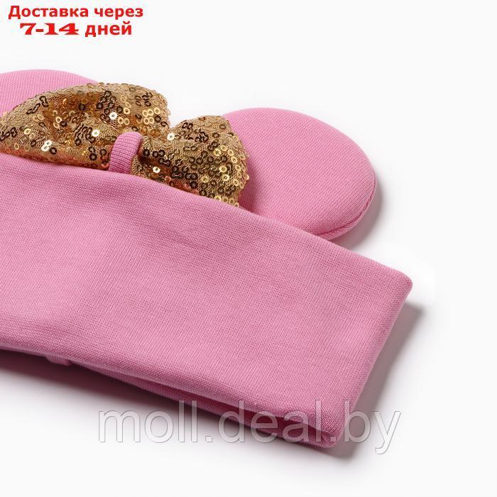 Шапка детская "Мышка", цвет розовый, размер 46-50 - фото 3 - id-p227091474