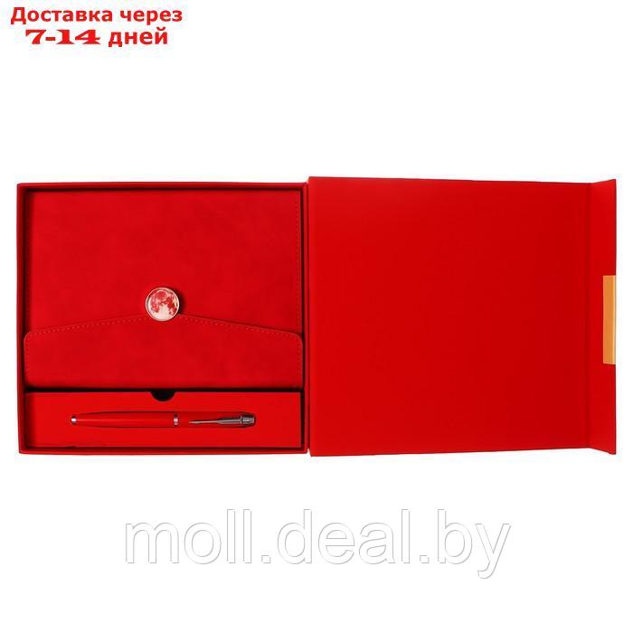 Органайзер на кольцах А6+, 80 листов, кожзам, c клапаном, линия, с ручкой, в подарочной коробке, красный - фото 1 - id-p227079553