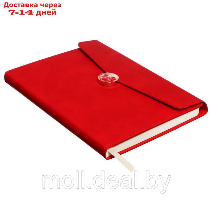 Органайзер на кольцах А6+, 80 листов, кожзам, c клапаном, линия, с ручкой, в подарочной коробке, красный - фото 4 - id-p227079553