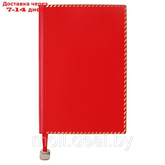Ежедневник недатированный А5, 80 листов, линия, обложка кожзам, с ручкой, в подарочной коробке, красный - фото 1 - id-p227079554