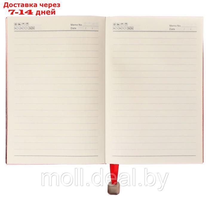 Ежедневник недатированный А5, 80 листов, линия, обложка кожзам, с ручкой, в подарочной коробке, красный - фото 6 - id-p227079554