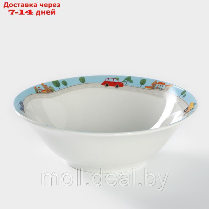 Набор детской посуды из керамики "Синий трактор", 3 предмета: кружка 240 мл, миска d=18 см, тарелка d=19 см - фото 4 - id-p227085513