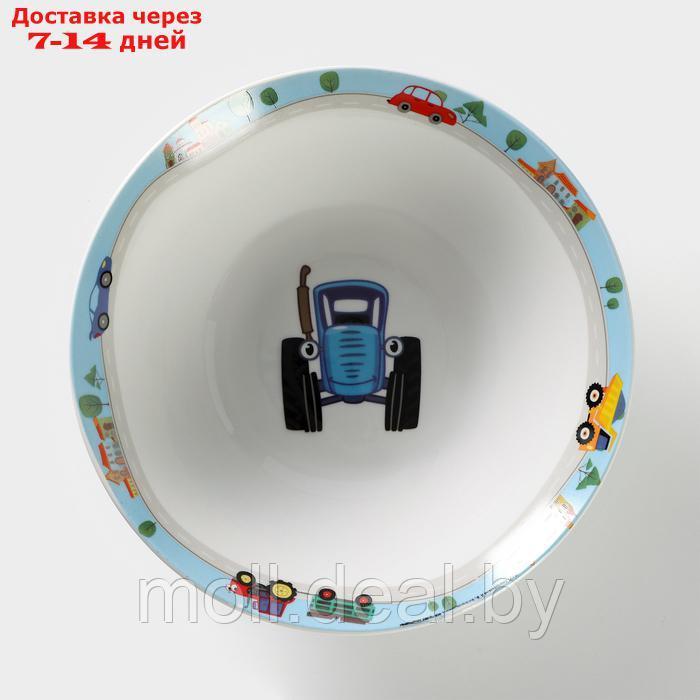 Набор детской посуды из керамики "Синий трактор", 3 предмета: кружка 240 мл, миска d=18 см, тарелка d=19 см - фото 5 - id-p227085513