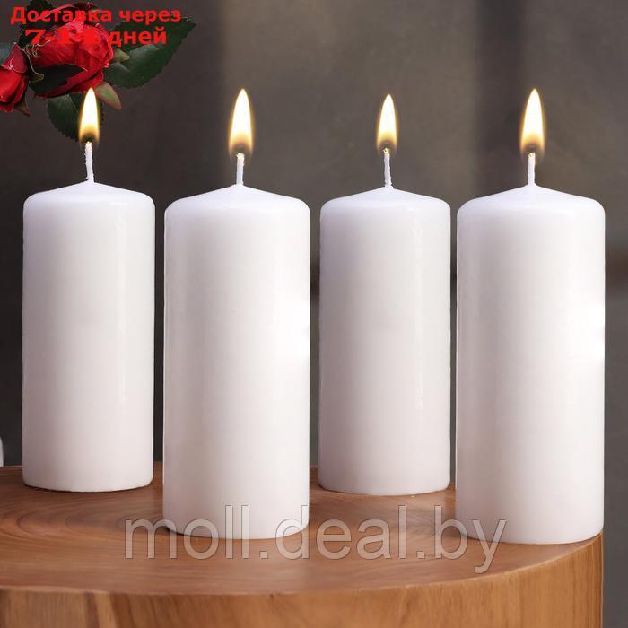 Набор свечей - цилиндров, 5х11,5 см, набор 4 шт, белая