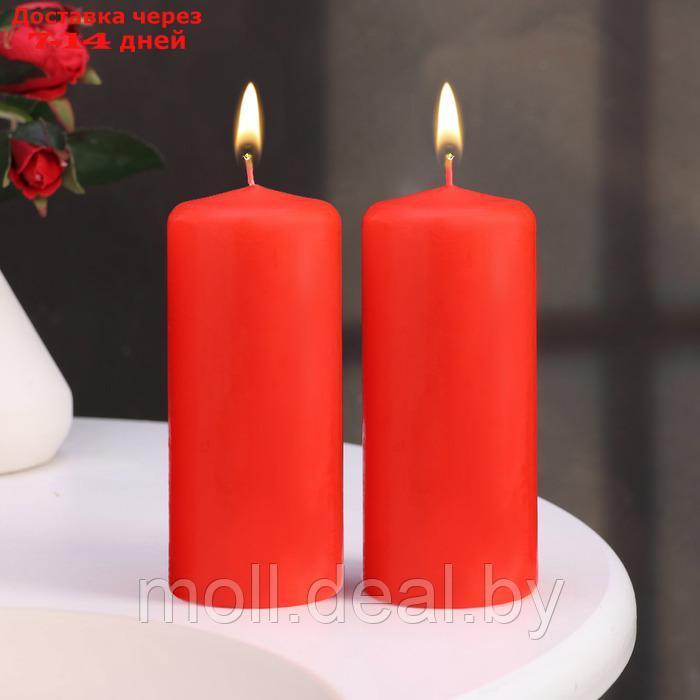 Набор свечей - цилиндров, 5х11,5 см, набор 2 шт, красная - фото 1 - id-p227080558