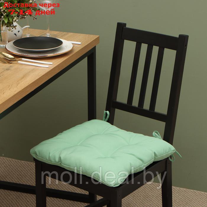 Сидушка на стул с завязками Доляна цв. зеленый 40х40 см, 100% п/э, габардин 153 г/м2 - фото 1 - id-p226889285