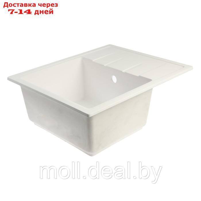Мойка для кухни из камня ZEIN 150/G31, 575 x 470 мм, прямоугольная, перелив, цвет белый - фото 2 - id-p227093513