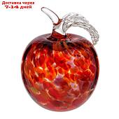 Сувенир стекло в стеклокрошку "Яблоко красно-марг." h 90 мм