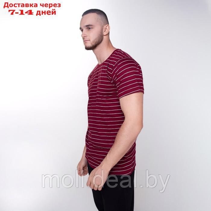 Футболка мужская в полоску, цвет бордовый, размер 50 - фото 3 - id-p226886322