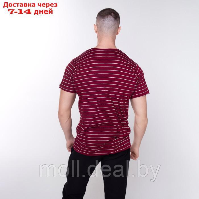 Футболка мужская в полоску, цвет бордовый, размер 50 - фото 5 - id-p226886322