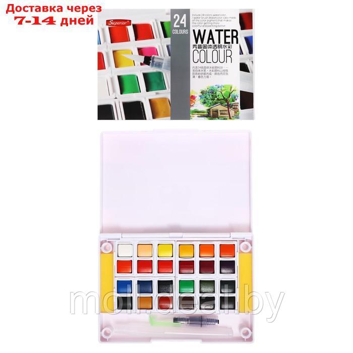 Краски акварельные 24 цвета + 1 кисть в пластиковой коробке GTS-24 - фото 1 - id-p227079571