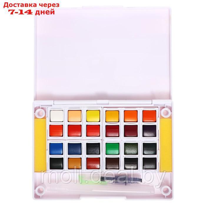 Краски акварельные 24 цвета + 1 кисть в пластиковой коробке GTS-24 - фото 4 - id-p227079571