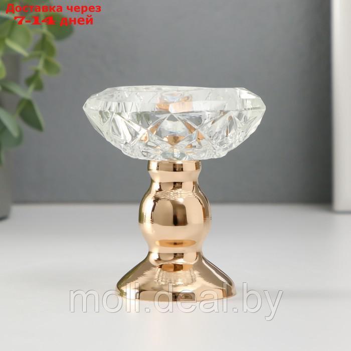 Подсвечник металл, стекло на 1 свечу "Кристальная чаша. Фигурный" d= 5 см золото 8х8х9 см - фото 1 - id-p227080560