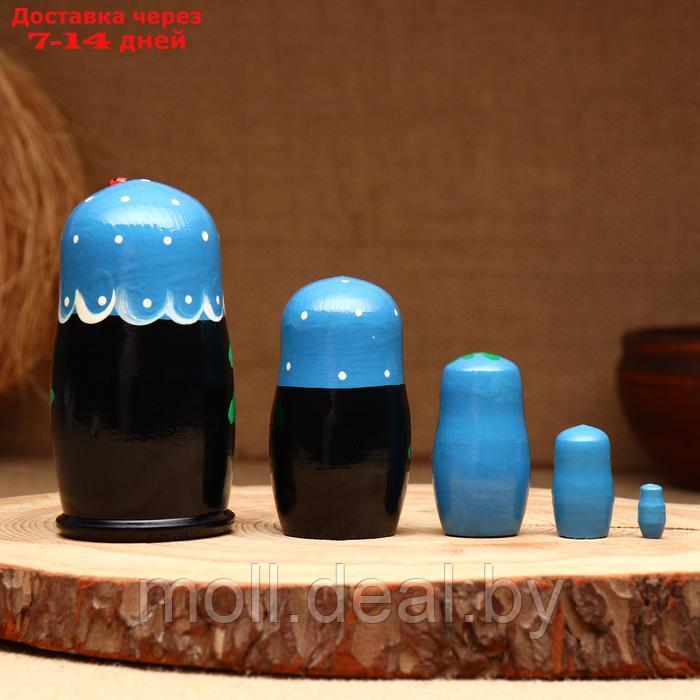 Матрёшка 5-кукольная "Праздничная голубая" с божьей коровкой, 10-11 см - фото 2 - id-p227090508