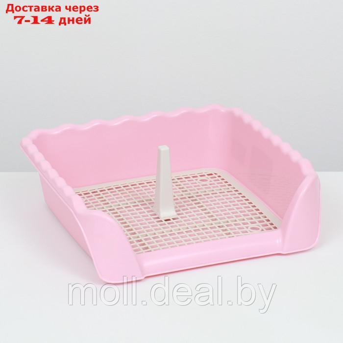 Туалет для собак с высокими бортами и съемной сеткой 38х36х12 см, розовый - фото 2 - id-p226888296