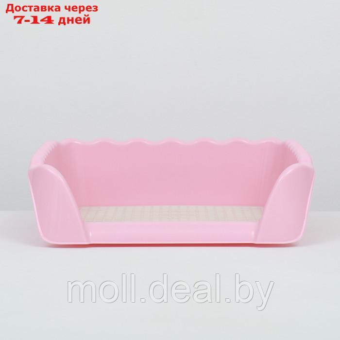 Туалет для собак с высокими бортами и съемной сеткой 38х36х12 см, розовый - фото 4 - id-p226888296
