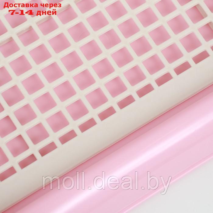 Туалет для собак с высокими бортами и съемной сеткой 38х36х12 см, розовый - фото 6 - id-p226888296