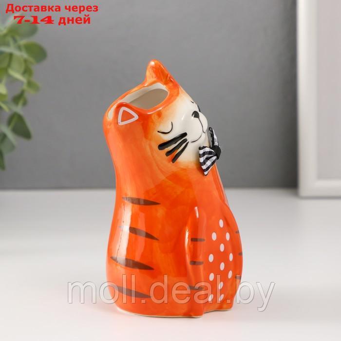 Ваза керамика "Рыжий котик с бантиком" 8,7х7,7х13,5 см - фото 4 - id-p227080575