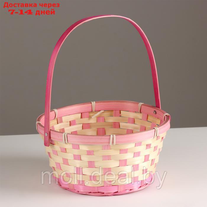 Корзина плетеная, D21хH24 см, розовый, бамбук - фото 1 - id-p227081569
