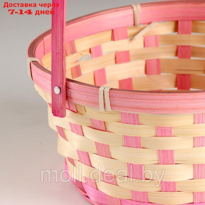Корзина плетеная, D21хH24 см, розовый, бамбук - фото 2 - id-p227081569