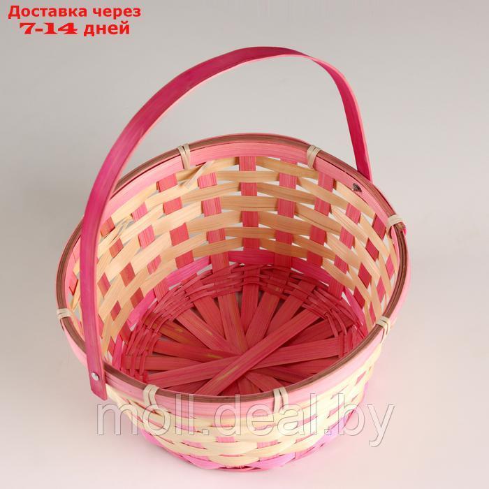 Корзина плетеная, D21хH24 см, розовый, бамбук - фото 3 - id-p227081569