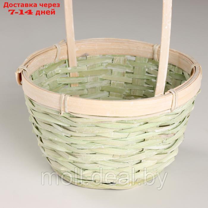 Корзина плетеная, D17x10,5хH33см, зеленый, бамбук - фото 2 - id-p227081571