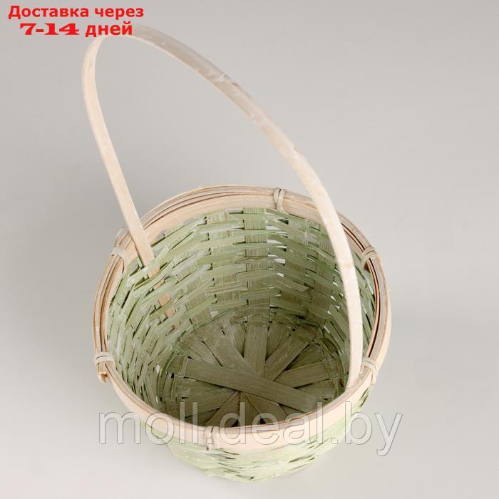 Корзина плетеная, D17x10,5хH33см, зеленый, бамбук - фото 3 - id-p227081571